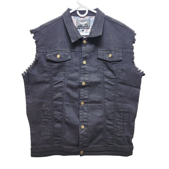 Denim Mens Sleeveless Vest Jacket Size Medium By Alliance Fashion - Picture 1 of 7